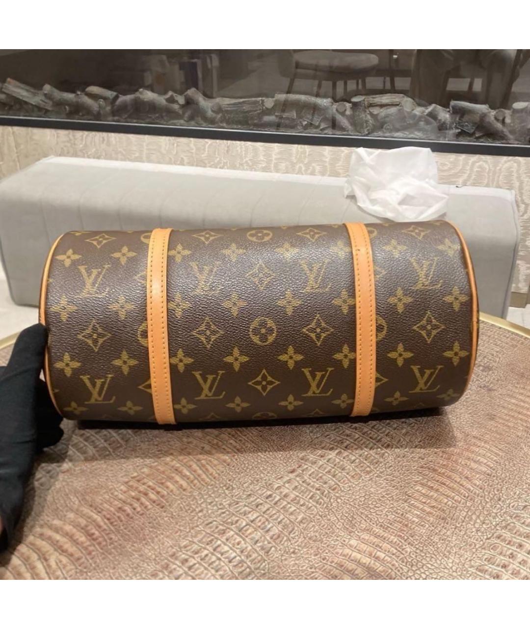 LOUIS VUITTON Коричневая кожаная сумка с короткими ручками, фото 5