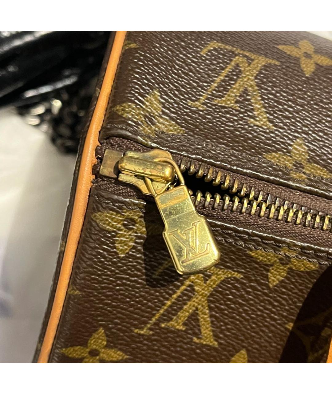 LOUIS VUITTON Коричневая кожаная сумка с короткими ручками, фото 7