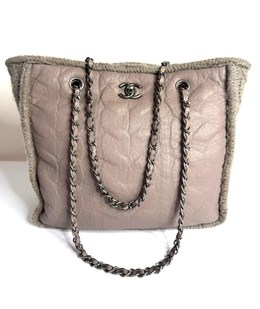 CHANEL Бежевая кожаная сумка тоут, фото 9