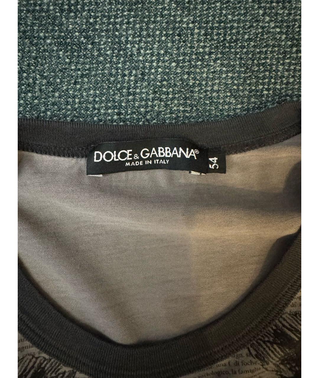 DOLCE&GABBANA Серая хлопковая футболка, фото 3