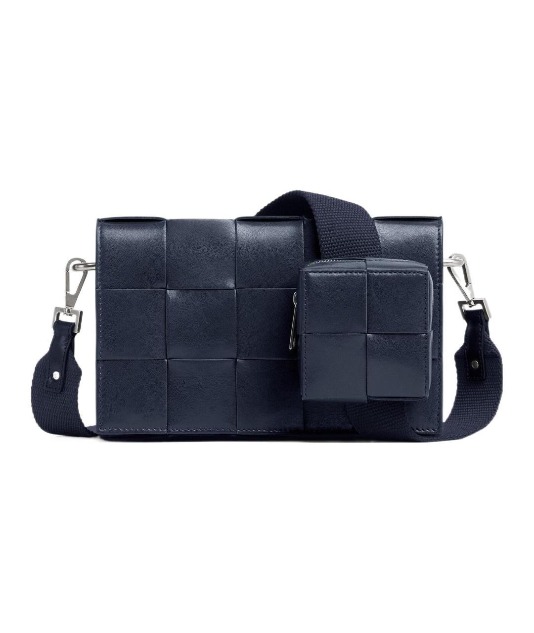 BOTTEGA VENETA Темно-синяя кожаная сумка на плечо, фото 1