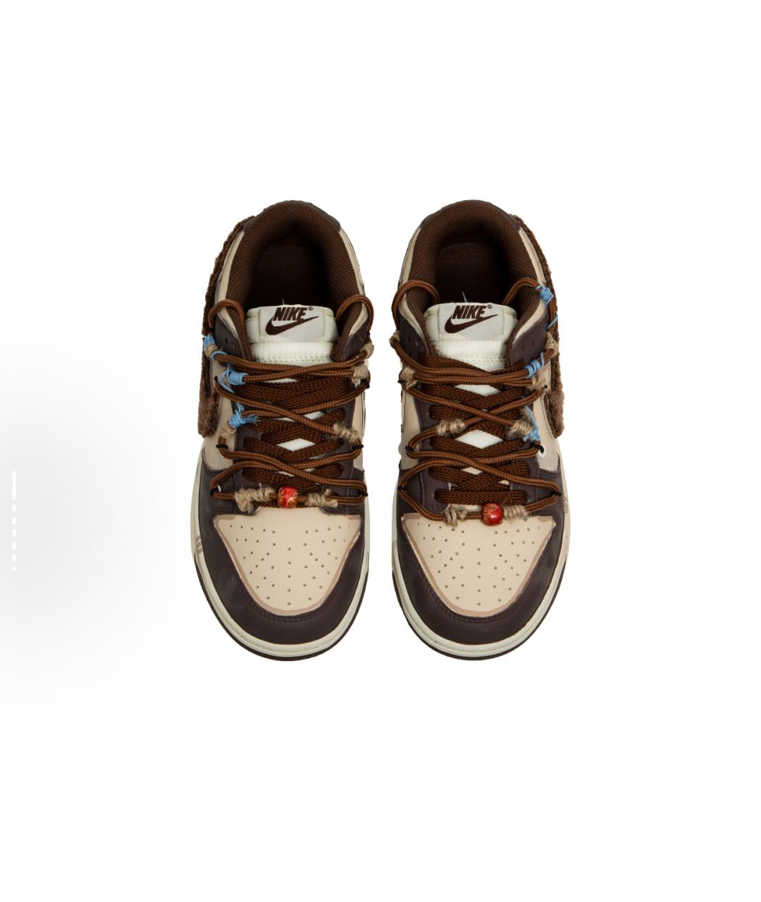 NIKE Коричневые низкие кроссовки / кеды из искусственной кожи, фото 3