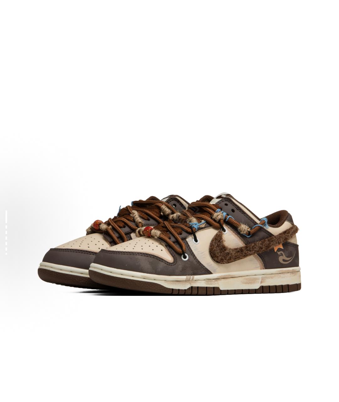 NIKE Коричневые низкие кроссовки / кеды из искусственной кожи, фото 2