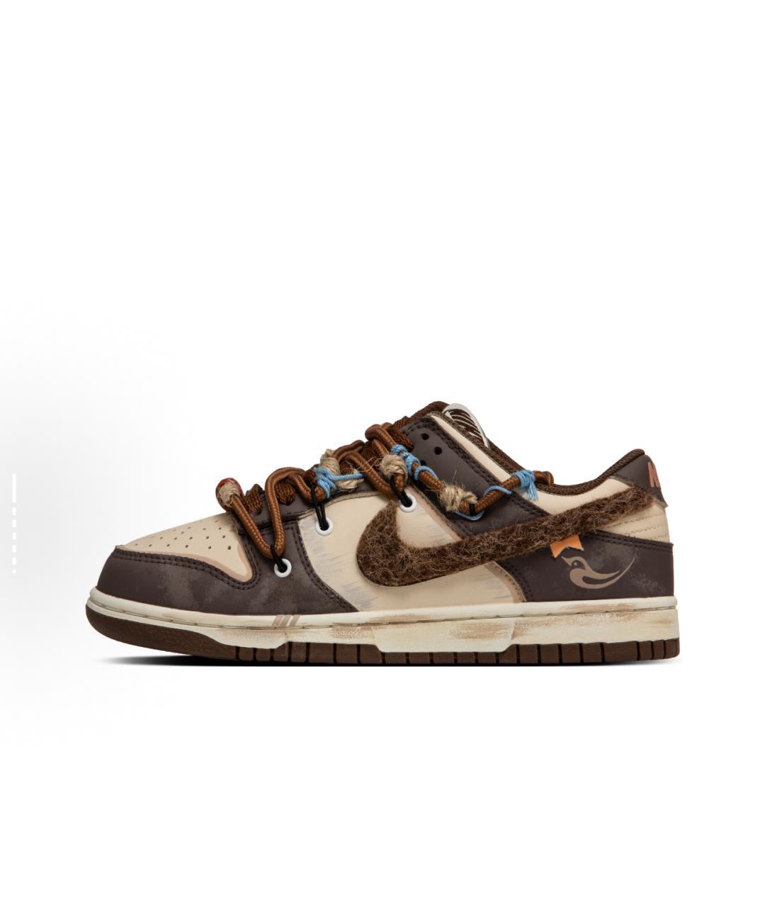 NIKE Коричневые низкие кроссовки / кеды из искусственной кожи, фото 5