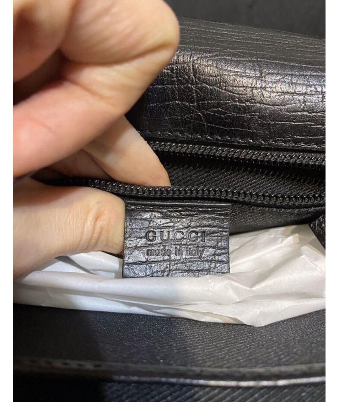 GUCCI Черная кожаная барсетка, фото 7
