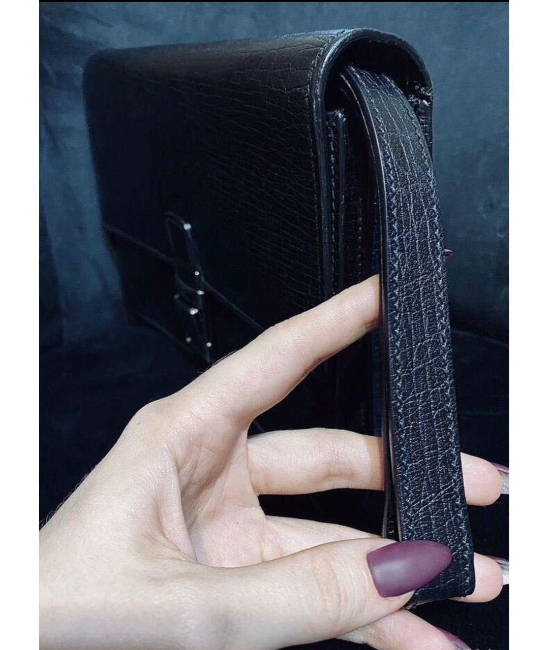 GUCCI Черная кожаная барсетка, фото 6