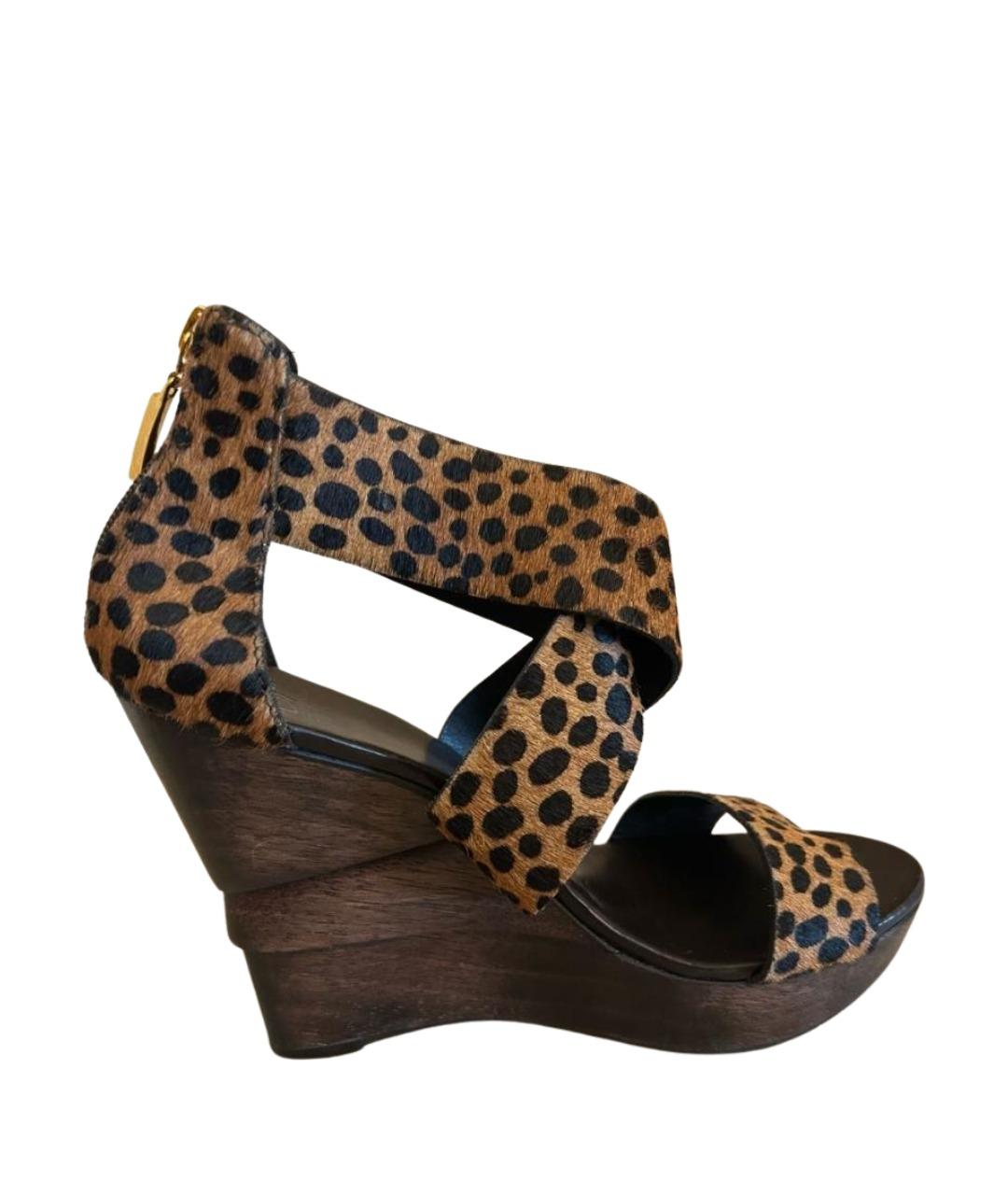 DIANE VON FURSTENBERG Коричневые кожаные босоножки, фото 1