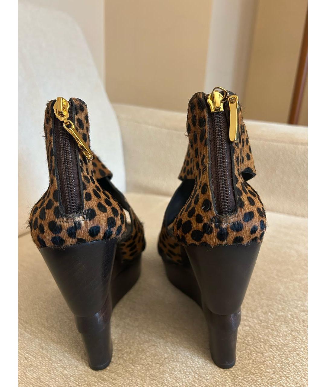 DIANE VON FURSTENBERG Коричневые кожаные босоножки, фото 4