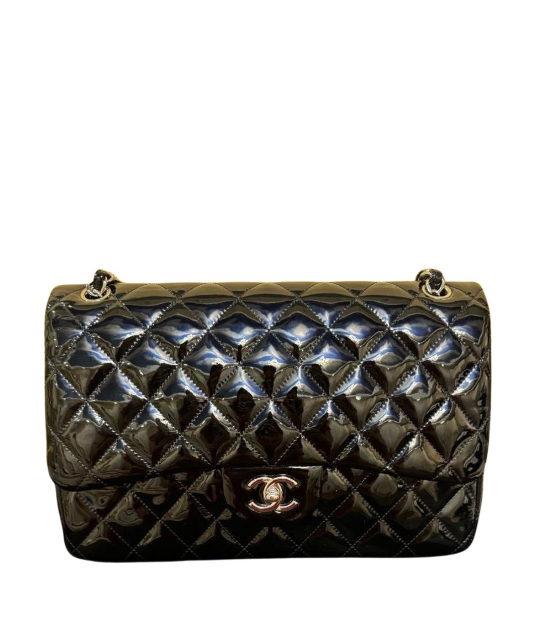 CHANEL Черная сумка через плечо из лакированной кожи, фото 1