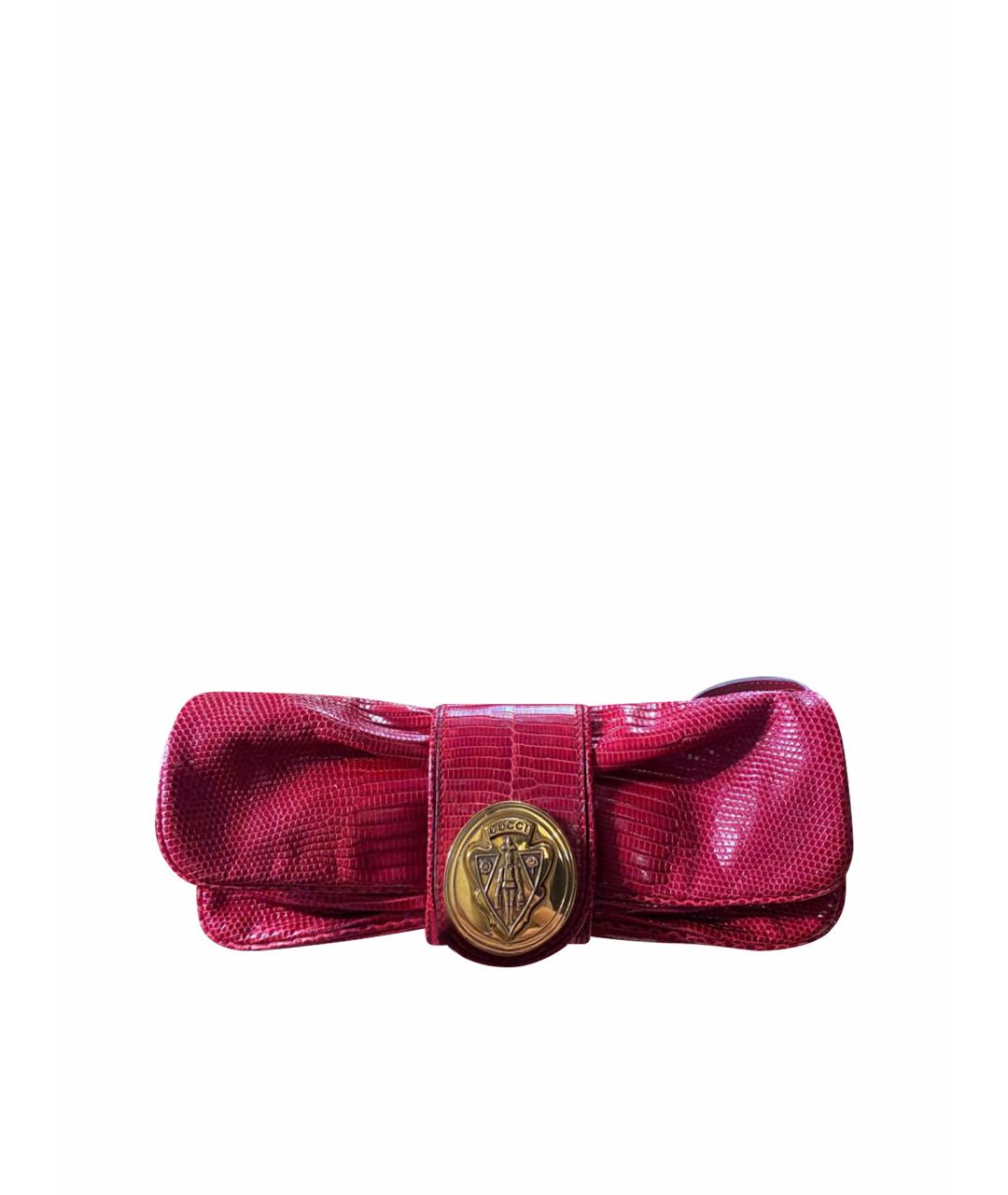 GUCCI Красная сумка с короткими ручками из экзотической кожи, фото 1