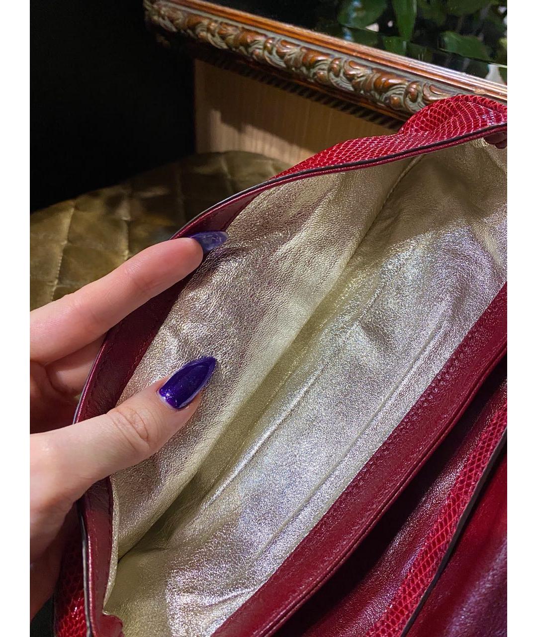 GUCCI Красная сумка с короткими ручками из экзотической кожи, фото 5