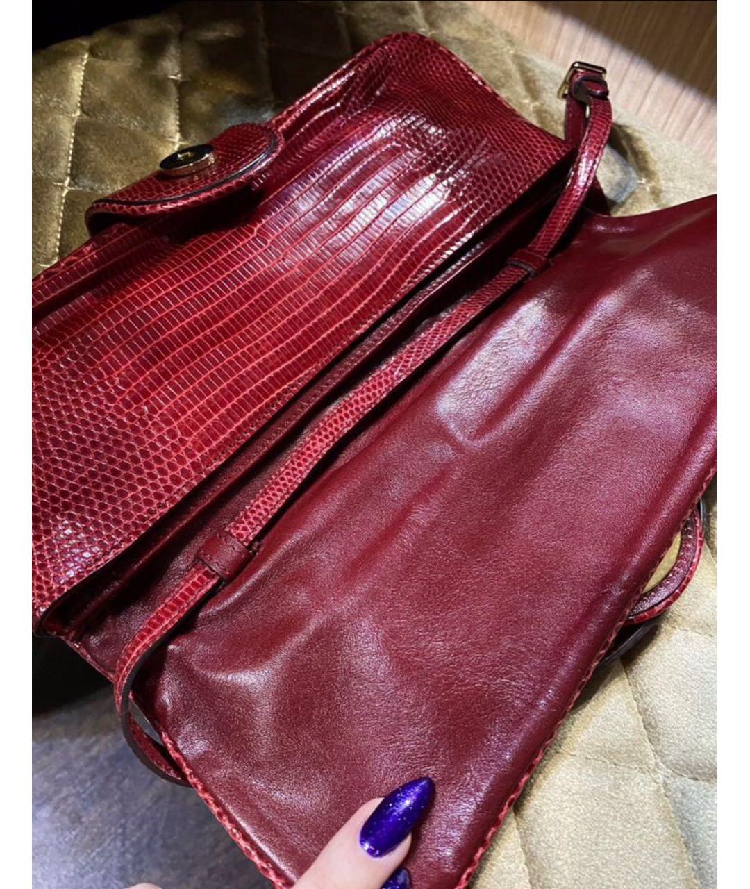 GUCCI Красная сумка с короткими ручками из экзотической кожи, фото 3