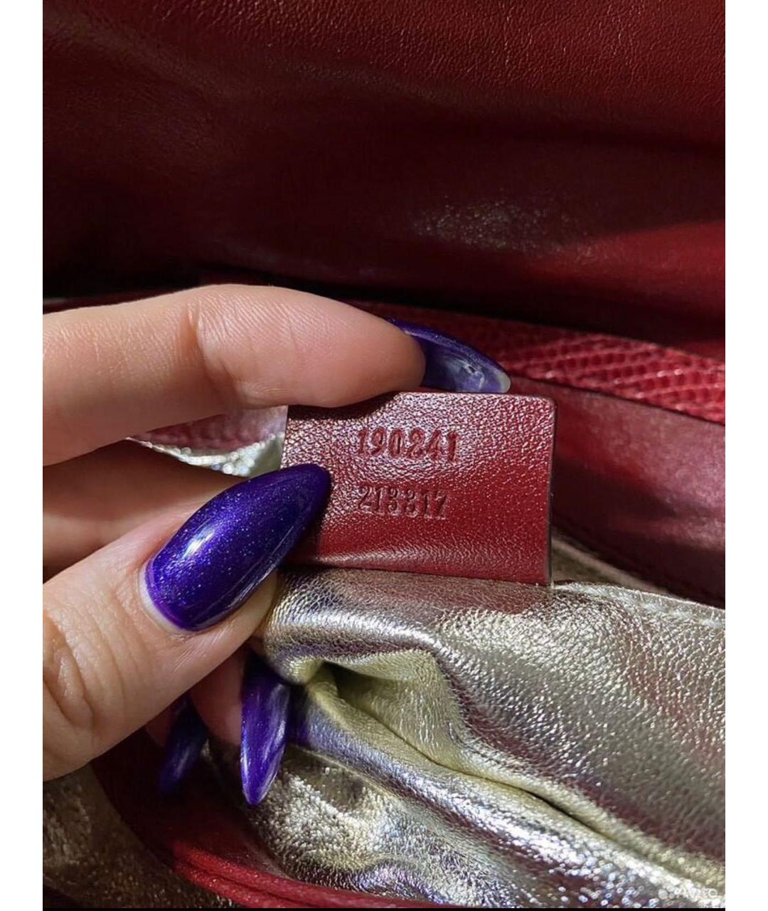 GUCCI Красная сумка с короткими ручками из экзотической кожи, фото 4
