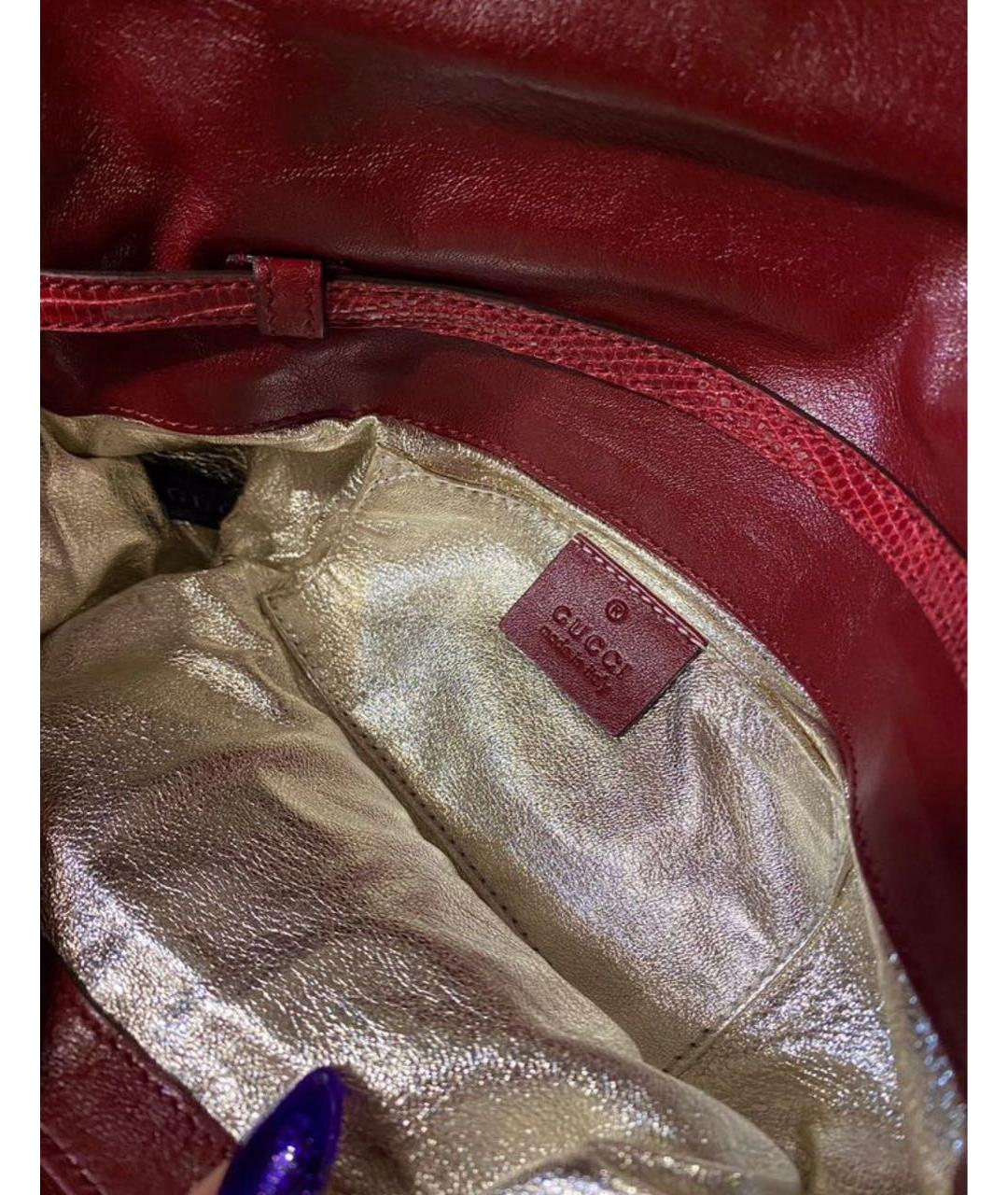 GUCCI Красная сумка с короткими ручками из экзотической кожи, фото 6