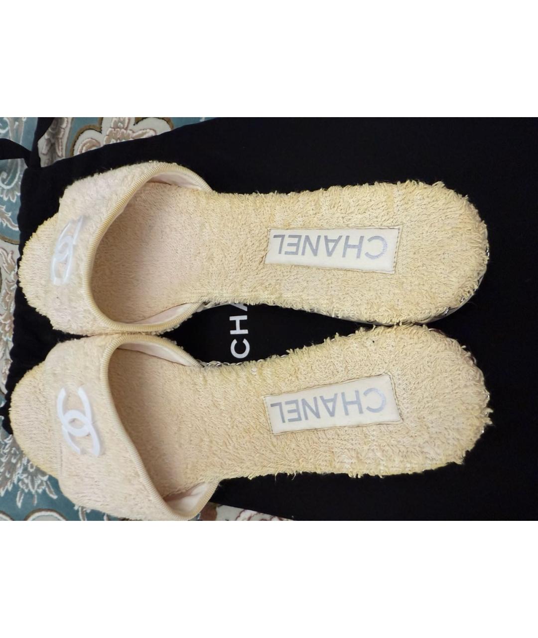 CHANEL Бежевые шлепанцы, фото 4