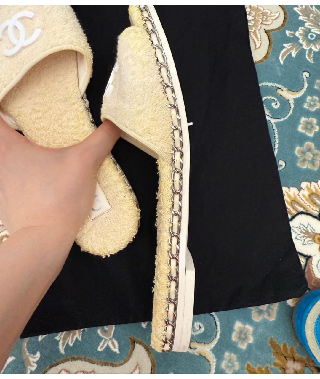 CHANEL Бежевые шлепанцы, фото 3