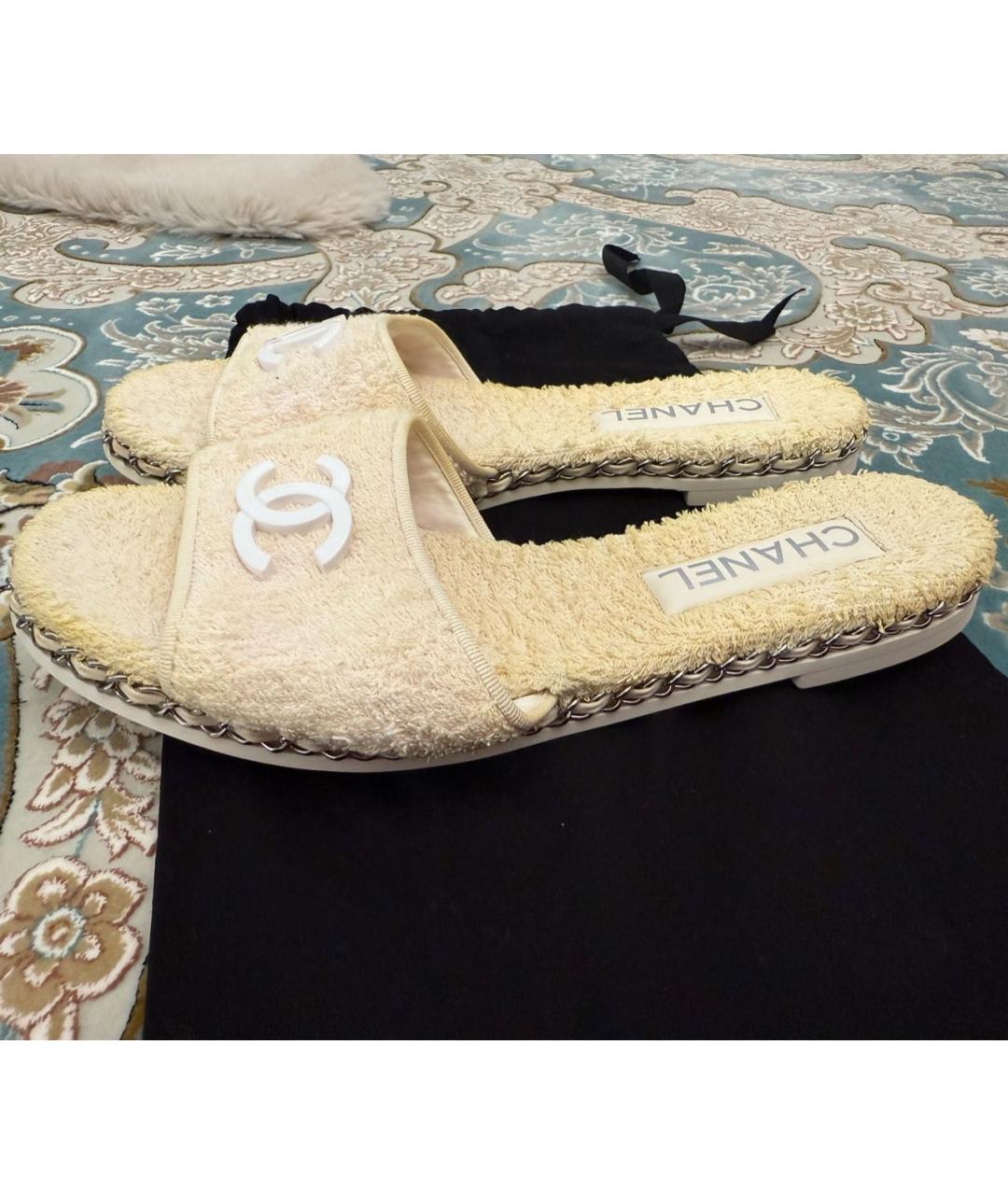 CHANEL Бежевые шлепанцы, фото 5