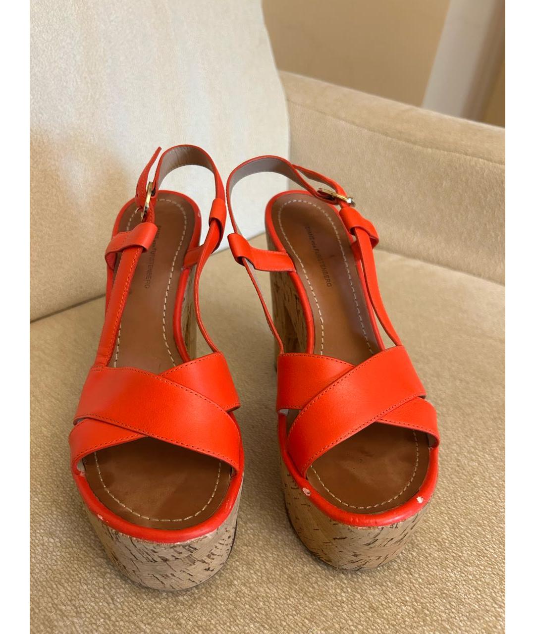 DIANE VON FURSTENBERG Красные кожаные босоножки, фото 2