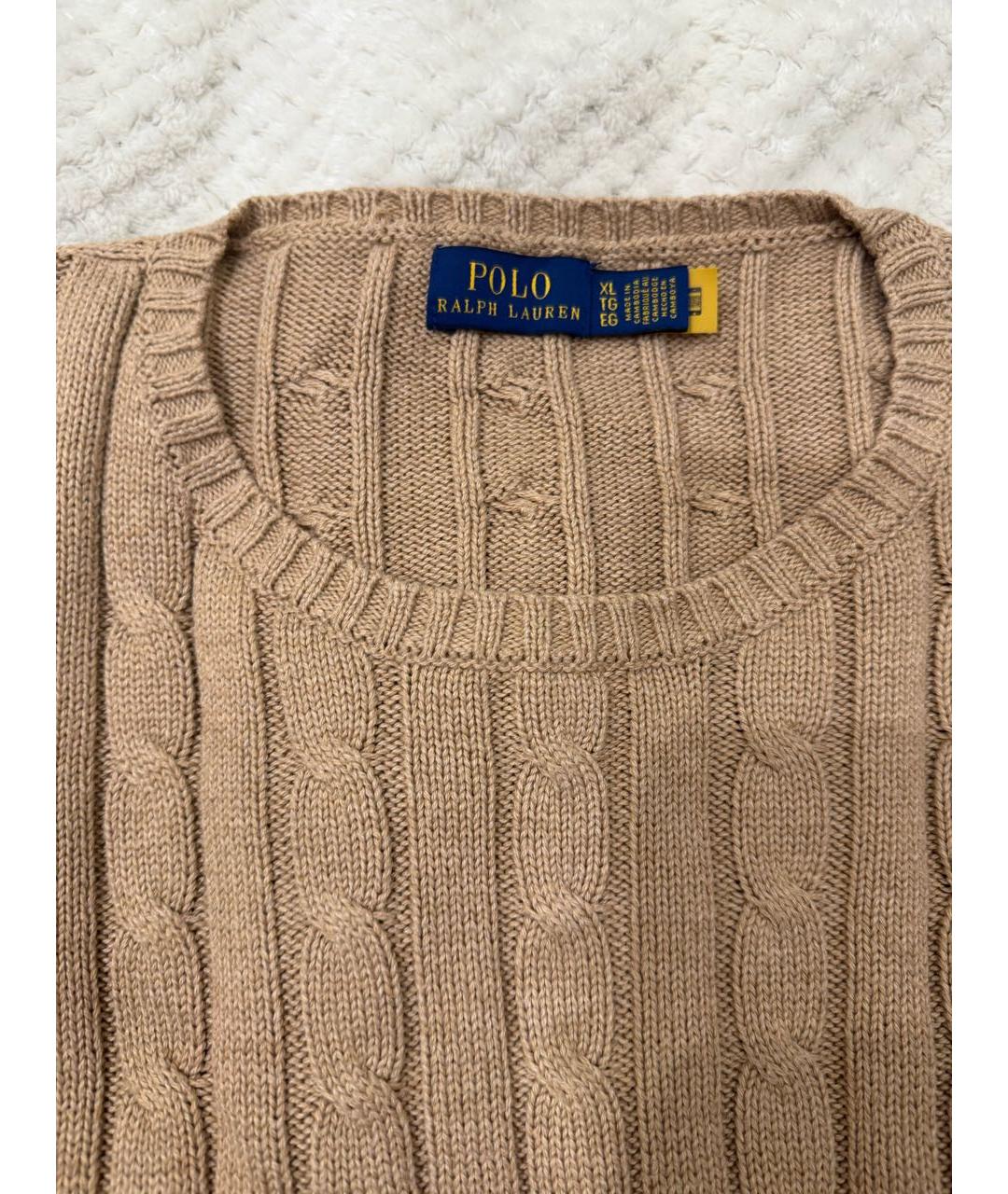 POLO RALPH LAUREN Бежевый хлопковый джемпер / свитер, фото 2