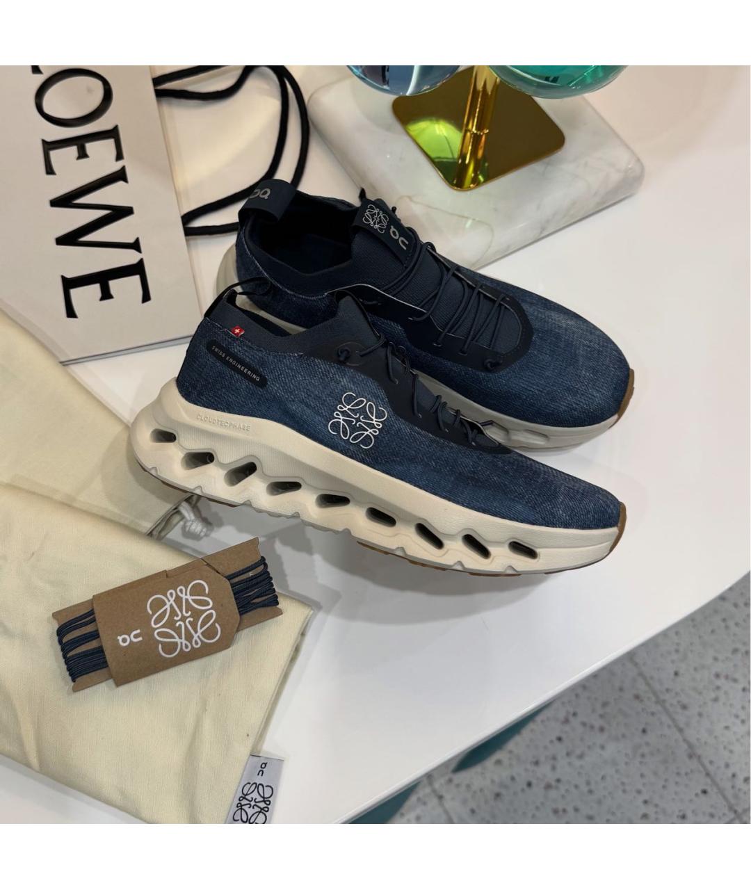 LOEWE Синие текстильные кроссовки, фото 6