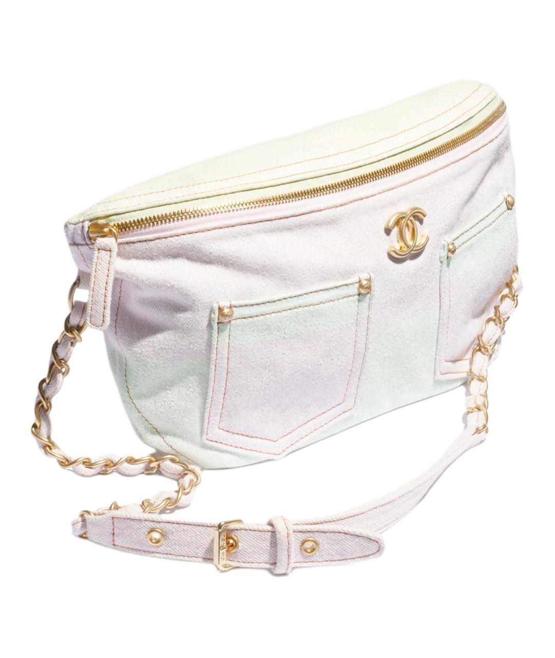 CHANEL Белая тканевая поясная сумка, фото 3