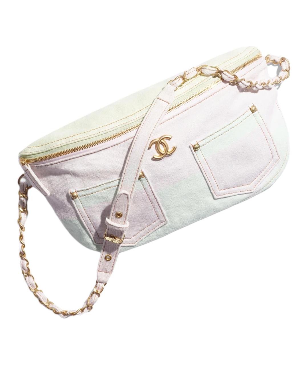 CHANEL Белая тканевая поясная сумка, фото 2