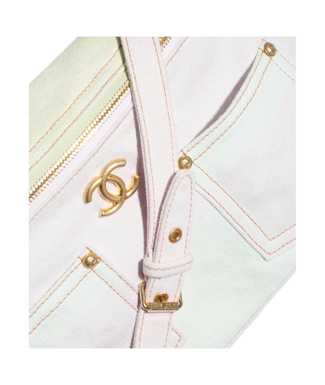 CHANEL Белая тканевая поясная сумка, фото 5