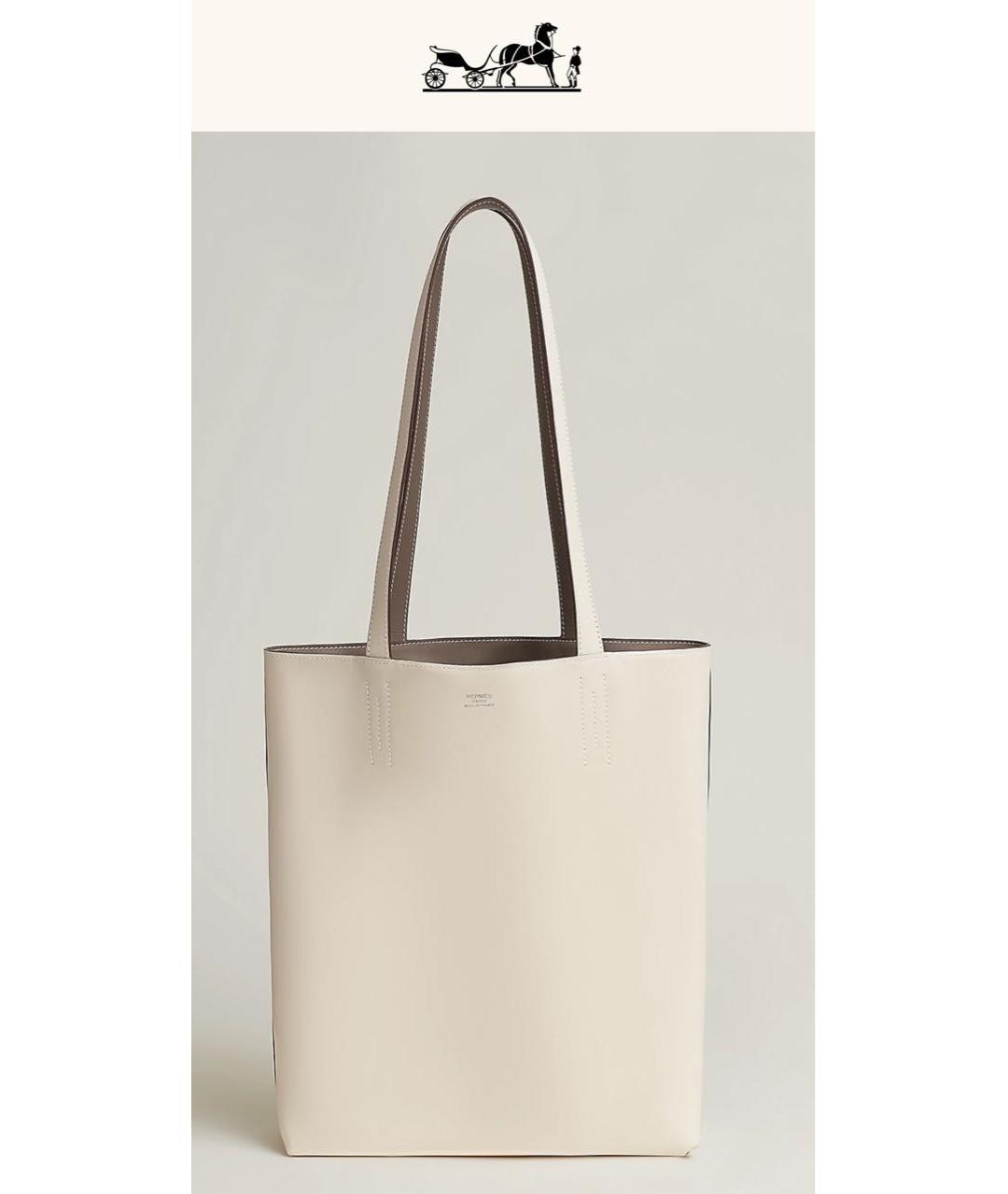 HERMES Бежевая кожаная сумка тоут, фото 4