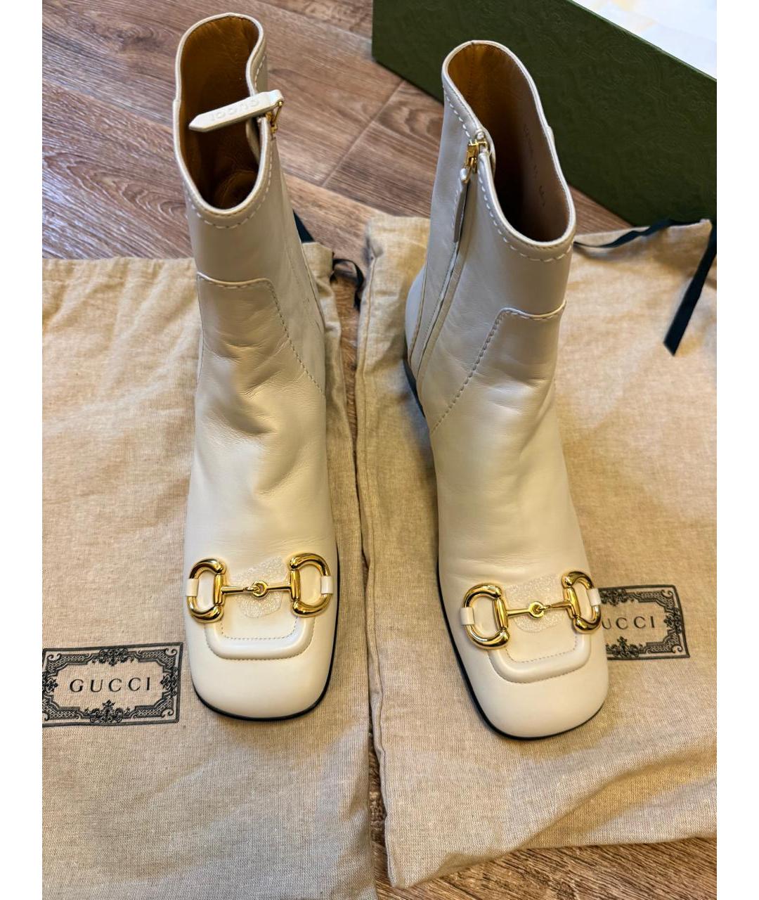 GUCCI Бежевые кожаные полусапоги, фото 2