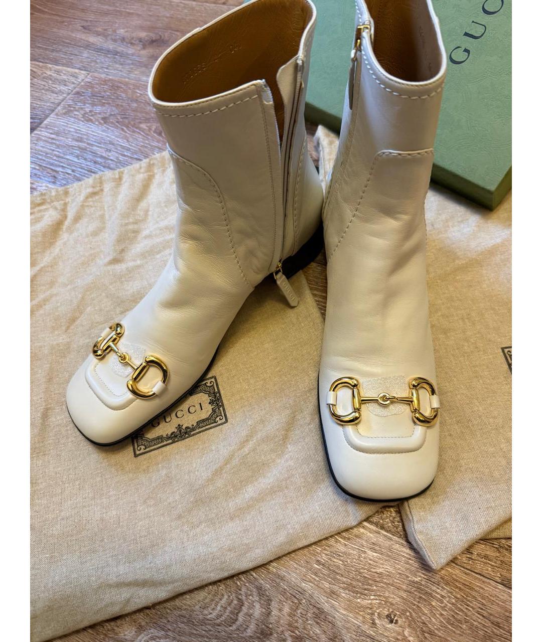 GUCCI Бежевые кожаные полусапоги, фото 7
