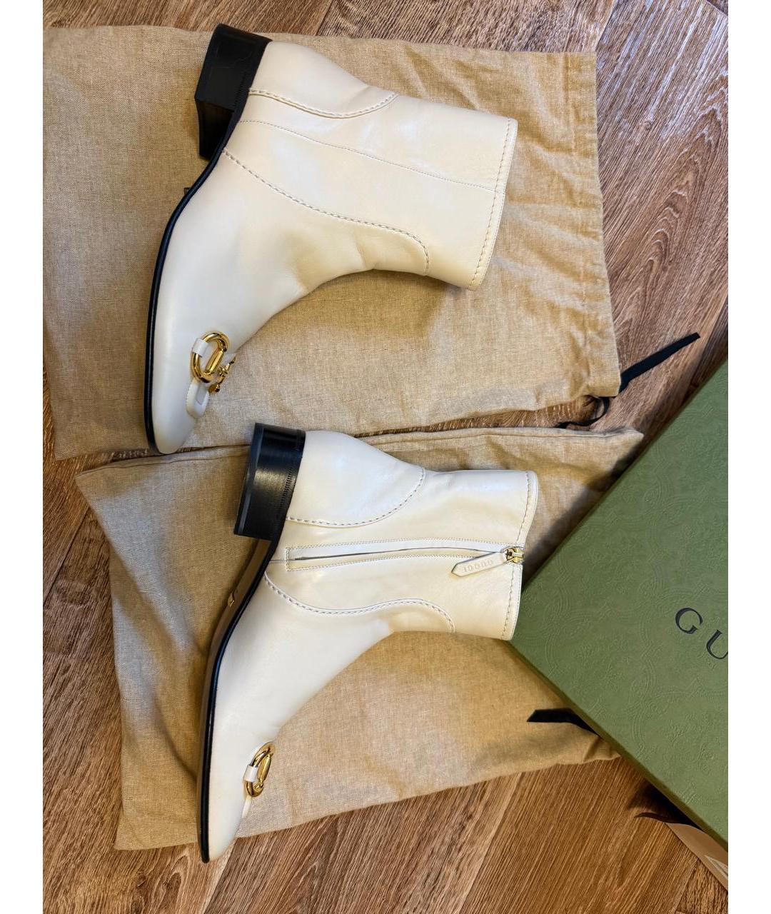 GUCCI Бежевые кожаные полусапоги, фото 9