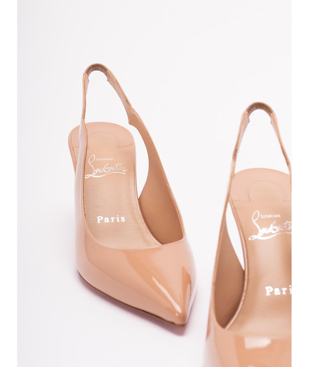 CHRISTIAN LOUBOUTIN Бежевые кожаные туфли, фото 5