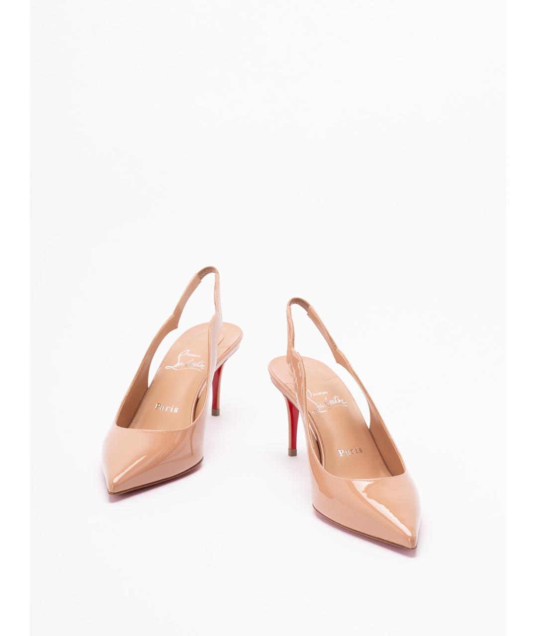 CHRISTIAN LOUBOUTIN Бежевые кожаные туфли, фото 2