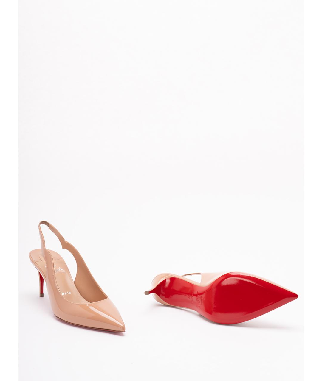 CHRISTIAN LOUBOUTIN Бежевые кожаные туфли, фото 4