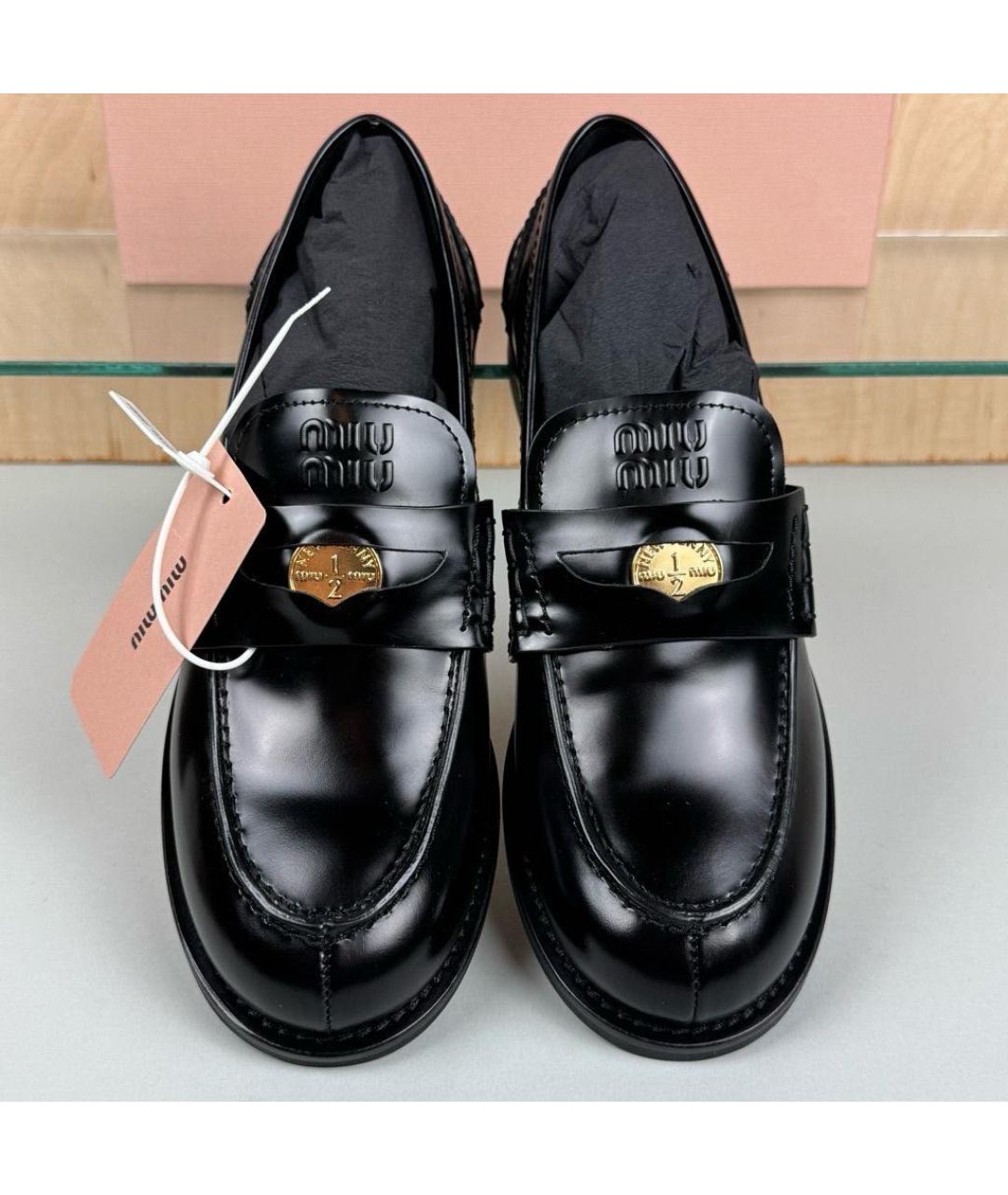 MIU MIU Черные кожаные лоферы, фото 6
