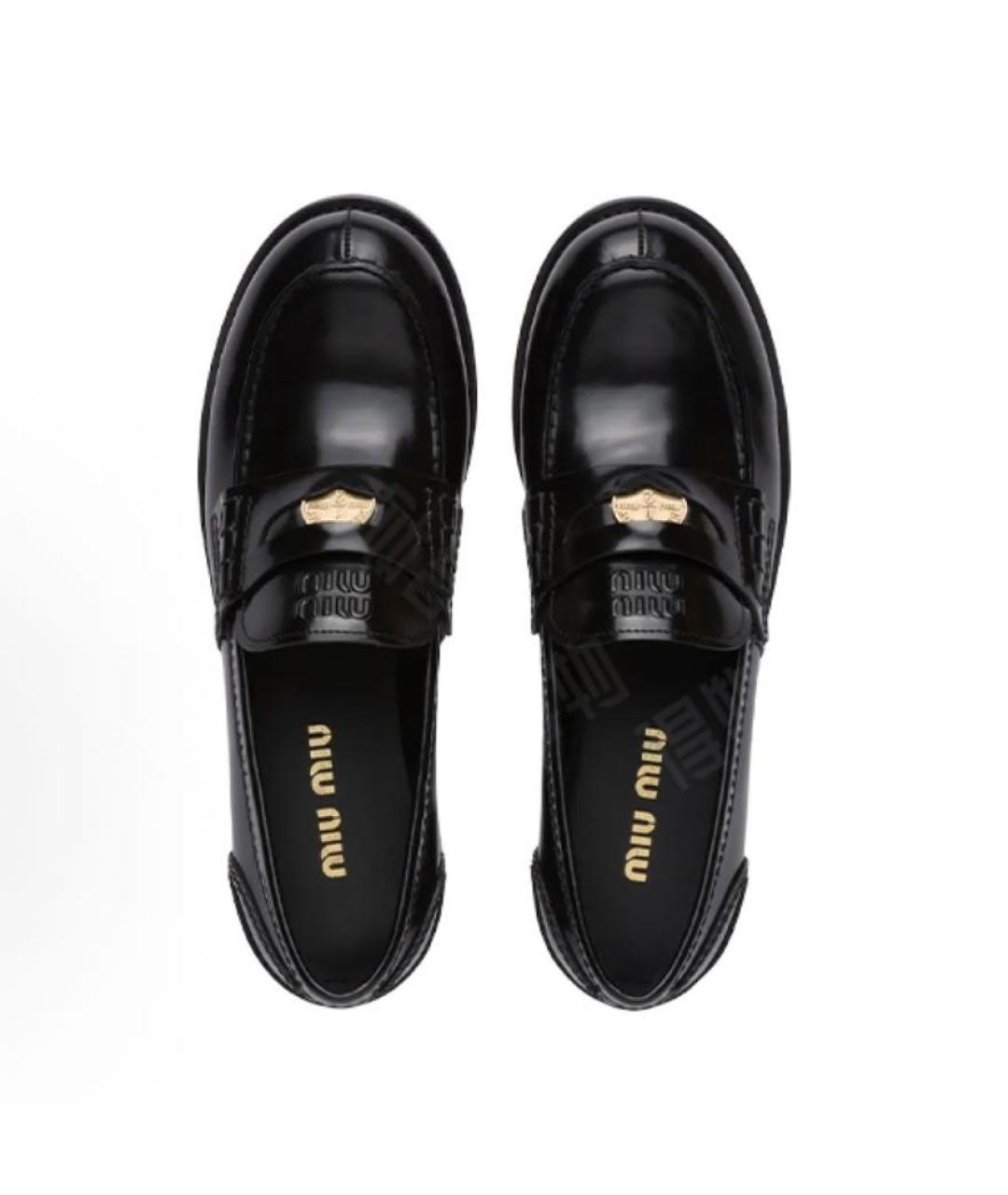 MIU MIU Черные кожаные лоферы, фото 3