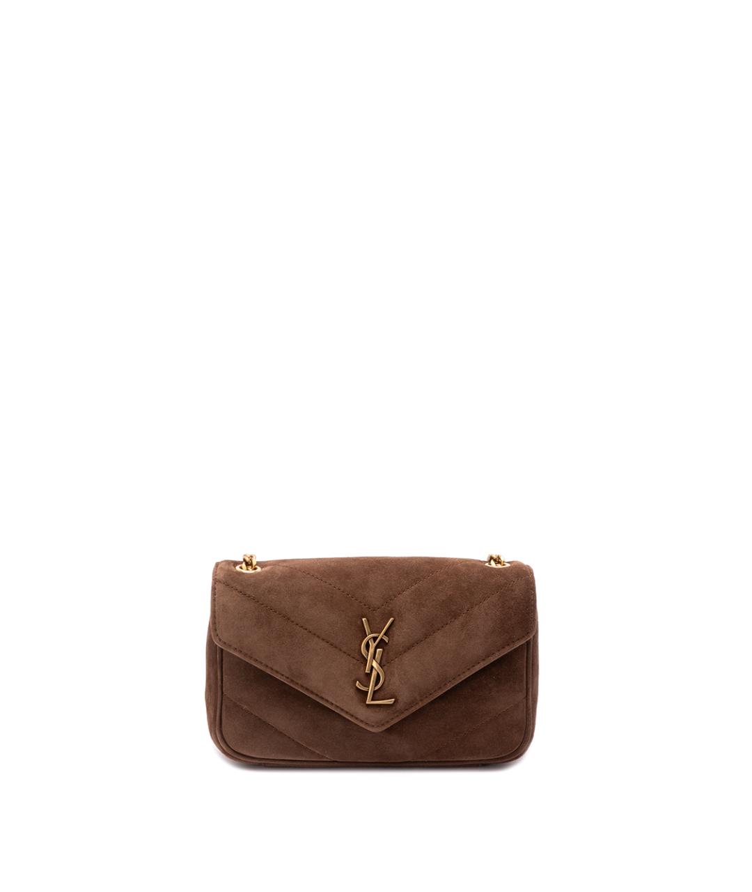 SAINT LAURENT Коричневая кожаная сумка через плечо, фото 1