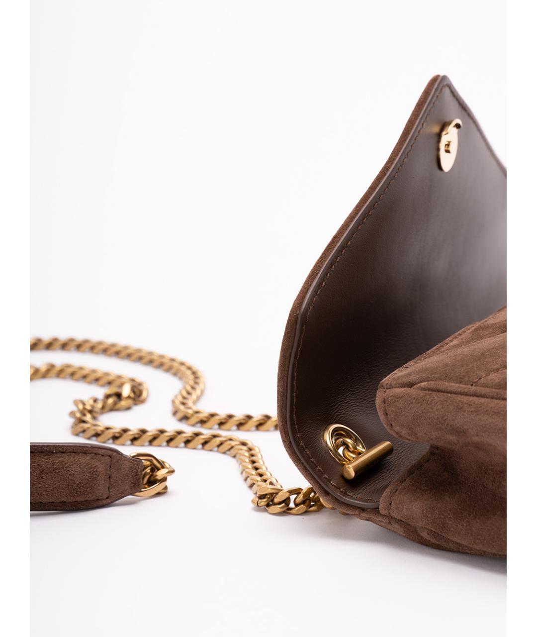 SAINT LAURENT Коричневая кожаная сумка через плечо, фото 3