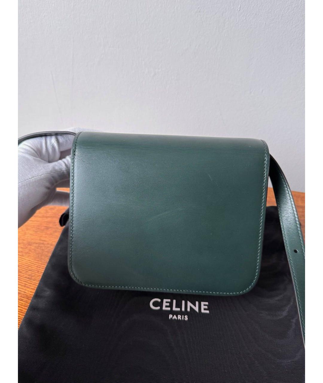 CELINE Зеленая кожаная сумка через плечо, фото 4