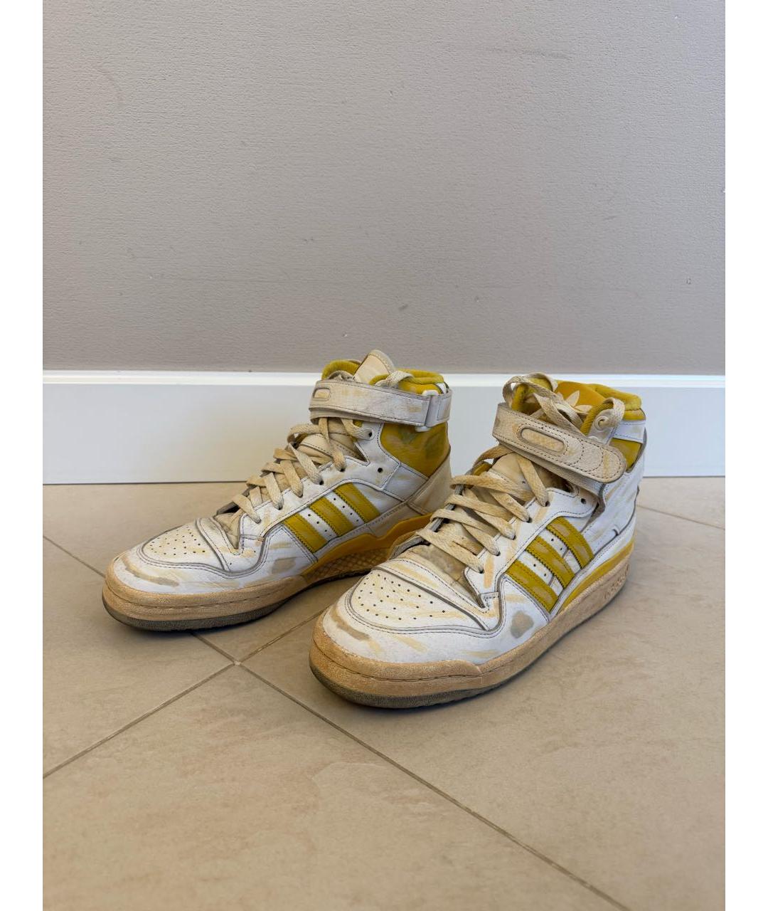 ADIDAS Белые кожаные высокие кроссовки / кеды, фото 3