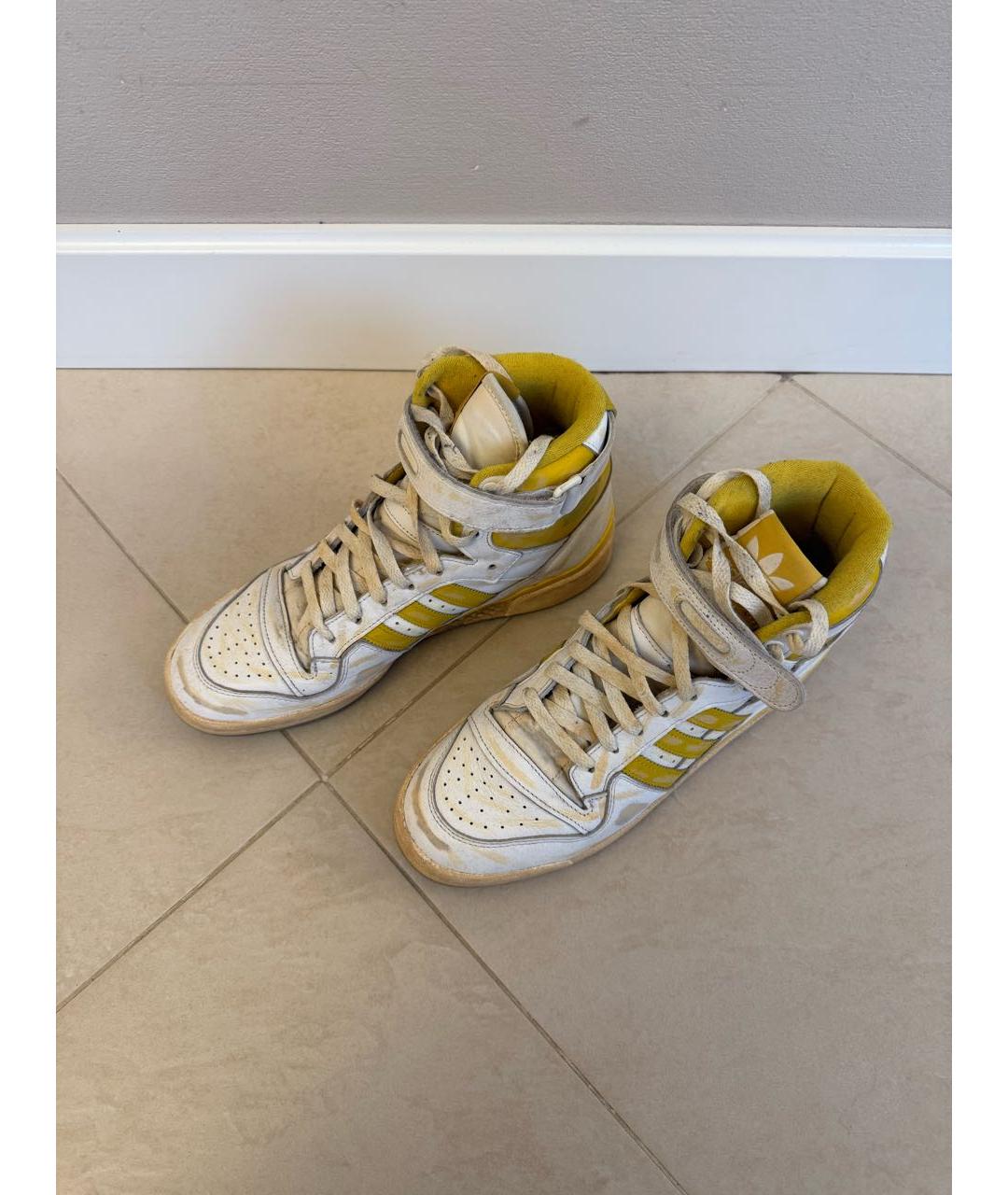 ADIDAS Белые кожаные высокие кроссовки / кеды, фото 2
