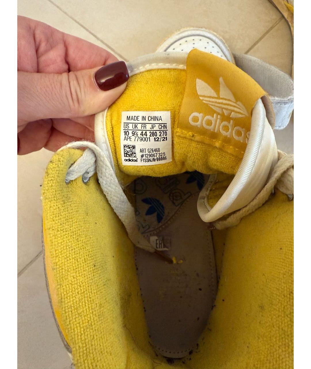ADIDAS Белые кожаные высокие кроссовки / кеды, фото 5