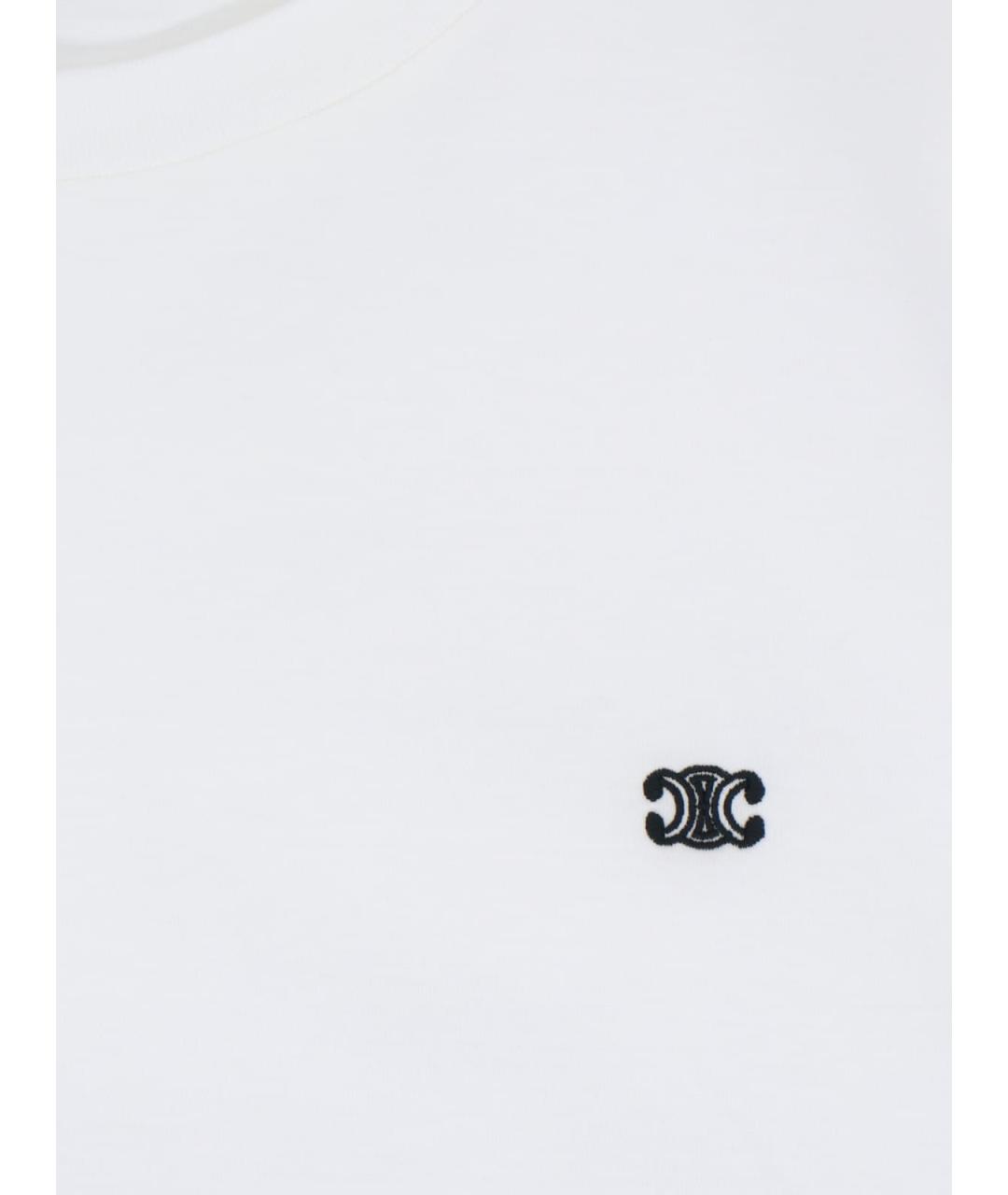 CELINE Белая хлопковая футболка, фото 3