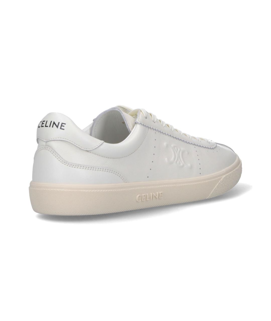 CELINE Белые кожаные низкие кроссовки / кеды, фото 4