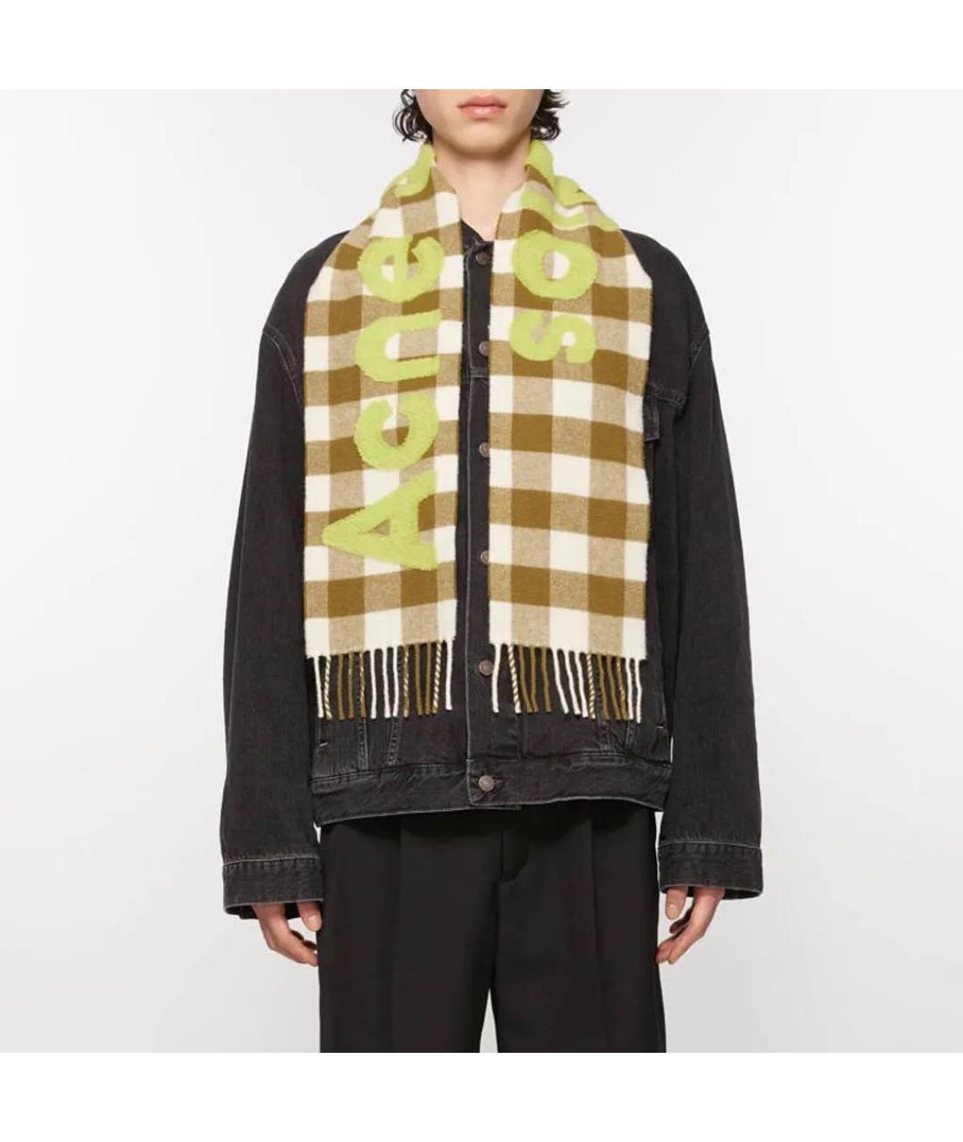 ACNE STUDIOS Коричневый шерстяной шарф, фото 2