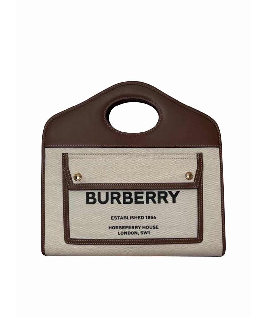 BURBERRY Бежевая тканевая сумка с короткими ручками, фото 1