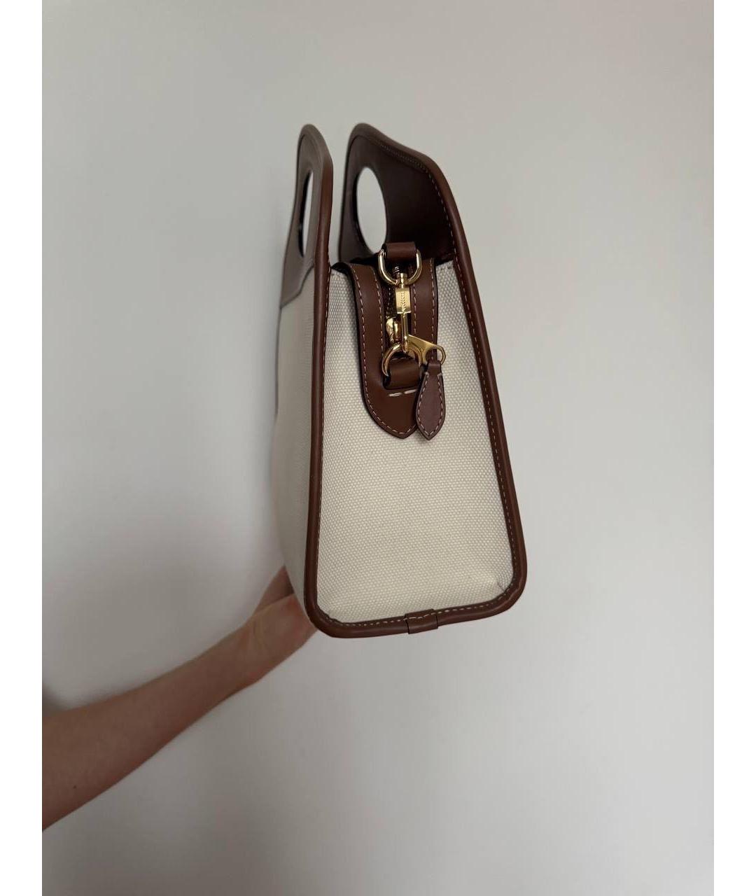 BURBERRY Бежевая тканевая сумка с короткими ручками, фото 2