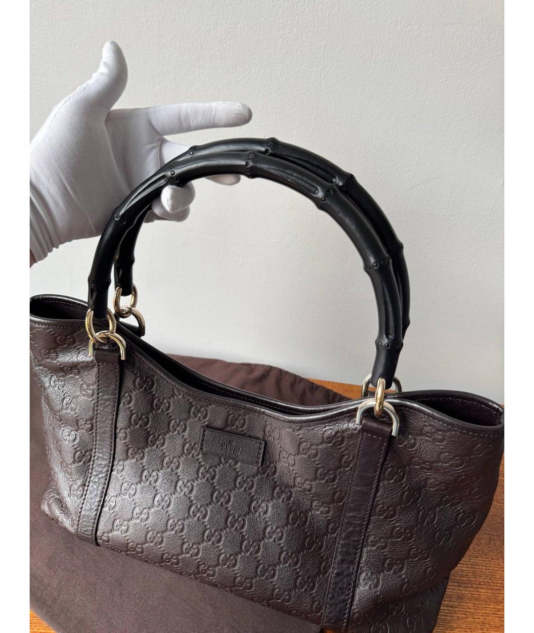 GUCCI Коричневая кожаная сумка с короткими ручками, фото 7