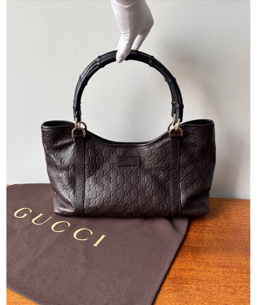 GUCCI Коричневая кожаная сумка с короткими ручками, фото 9