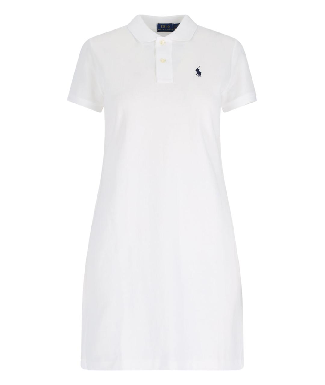 POLO RALPH LAUREN Белое хлопковое повседневное платье, фото 1